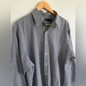 Ralph Lauren Long Sleeve Blue White Checkered Shirt Size Large